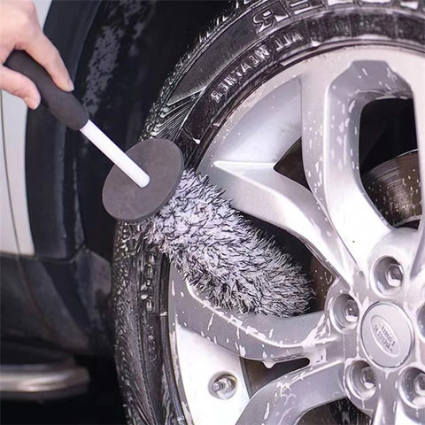 Car Wheel Cleaning Brush Soft Microfibre Long Handle Rim Detailing Brush