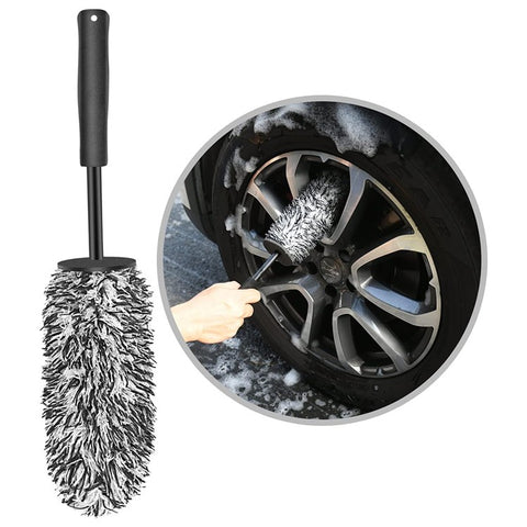 Car Wheel Cleaning Brush Soft Microfibre Long Handle Rim Detailing Brush