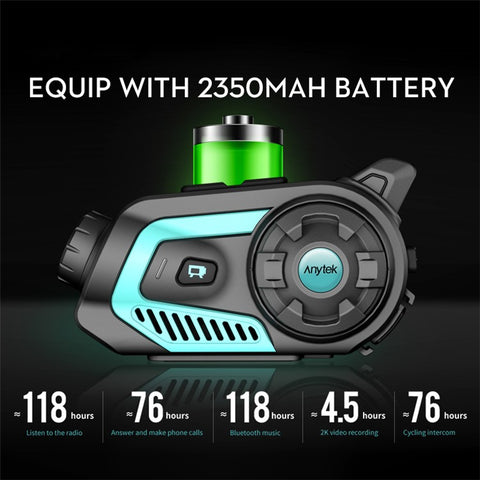 S40 Motorcycle Intercom Waterproof Bluetooth-compatible Motorbike Helmet Interphone Video Recorder