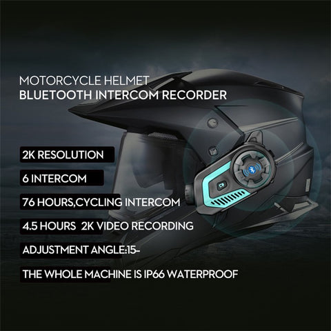 S40 Motorcycle Intercom Waterproof Bluetooth-compatible Motorbike Helmet Interphone Video Recorder