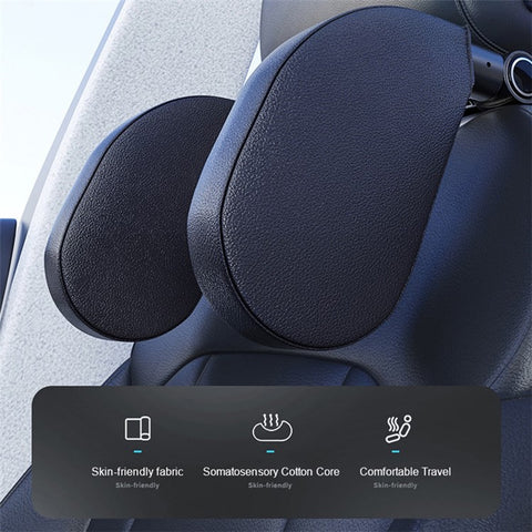 WAY TO GROW Memory Foam Car Headrest Pillow Sleeping Head and Neck Support with Phone Holder for Kids Adults Travel