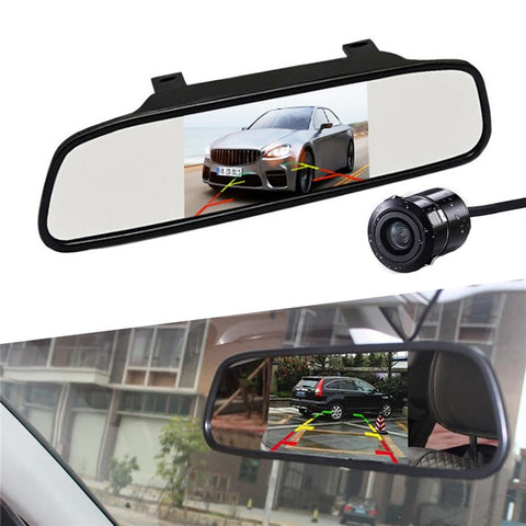RH-503 5.0 inch Rearview Mirror HD Car Display with Round Camera / Video Cable Waterproof Rear View Monitor