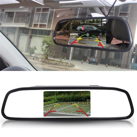 RH-503 5.0 inch Rearview Mirror HD Car Display with Round Camera / Video Cable Waterproof Rear View Monitor