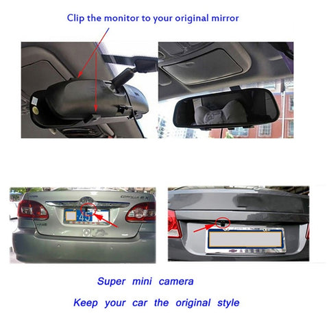 RH-503 5.0 inch Rearview Mirror HD Car Display with Round Camera / Video Cable Waterproof Rear View Monitor