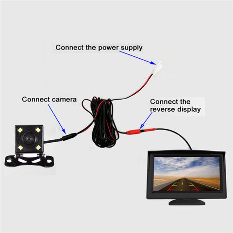 RH-502 5'' LCD Display Screen Car Parking Reverse System 4-LED Camera with Video Line
