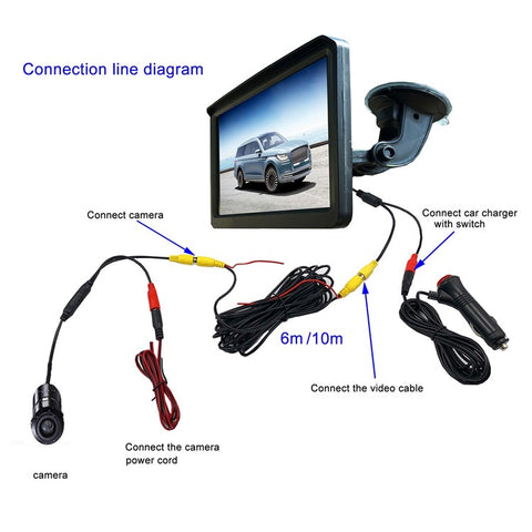 RH-702A Car Rear View Backup Round Camera Truck Vehicle Parking Reverse System 7'' Screen Monitor Kit 12V 24V