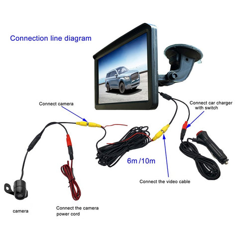 RH-702B Large 7'' LCD Display Monitor 12V 24V Car Parking Reversing Butterfly-shaped Rear Camera Kit