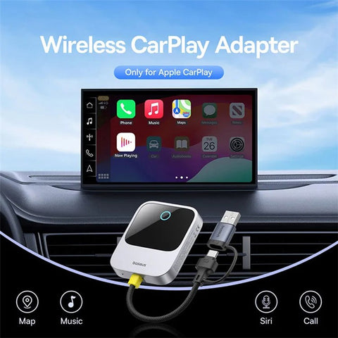 BASEUS Safe Journey Series Wired to Wireless Carplay Adapter with USB-C + US