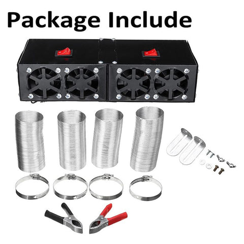 Four Hole Metal Car Interior Heater Window Defrosting Defogging Vehicle Heating Fan