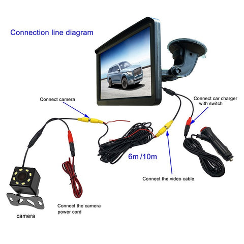 RH-702D HD 7'' Large Screen LCD Display Monitor 12V 24V Car Parking Reversing 8-LED Rear Camera Kit
