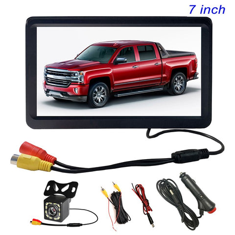RH-702E 12V 24V 12-LED Rear View Reverse Camera + 7'' Screen Car Reversing Parking Monitor Set