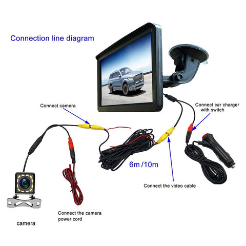 RH-702E 12V 24V 12-LED Rear View Reverse Camera + 7'' Screen Car Reversing Parking Monitor Set