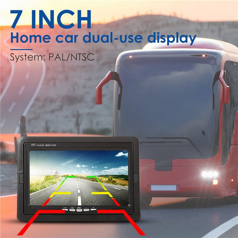 RH-701B 7" LCD Video Display Screen Monitor Rear View Backup Car 4-LED Camera Parking and Reverse System Kit