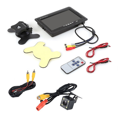 RH-701B 7" LCD Video Display Screen Monitor Rear View Backup Car 4-LED Camera Parking and Reverse System Kit