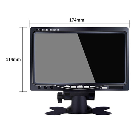 RH-701D 7" LCD Video Display Screen Monitor Rear View Backup Car 8-LED Camera Parking and Reverse System Kit with 20cm Video Cable