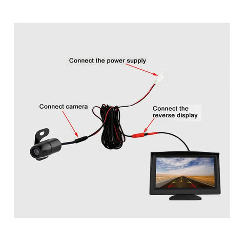 RH-513 5'' LCD Display Monitor Car Parking Reverse Waterproof Butterfly-shaped Rear Camera with Video Line