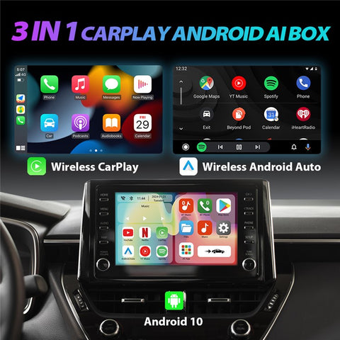 S1 Android 10 Smart AI Box Wireless Carplay  /  Android Auto Adapter Built-In Netflix Youtube, 2+16GB