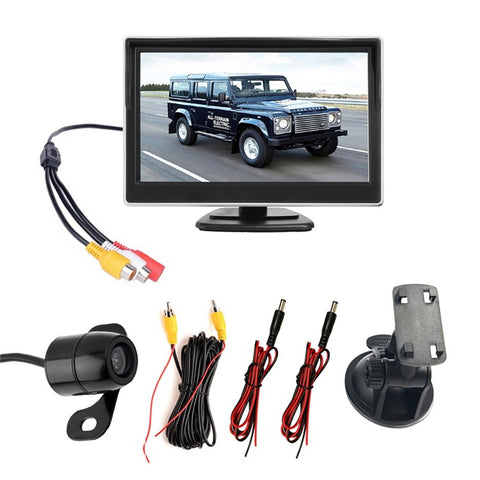 RH-507 5'' LCD Display Monitor Car Parking Reverse Waterproof Butterfly-shaped Rear Camera with Power Supply Cable and Video Line