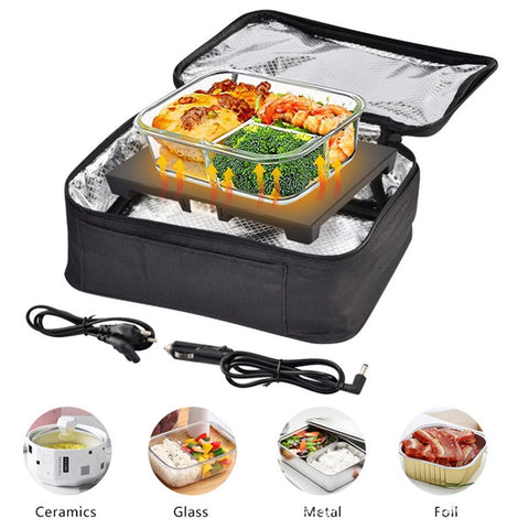 12V Electric Heated Lunch Bag for Travel Camping Oxford Cloth Insulated Food Warmer