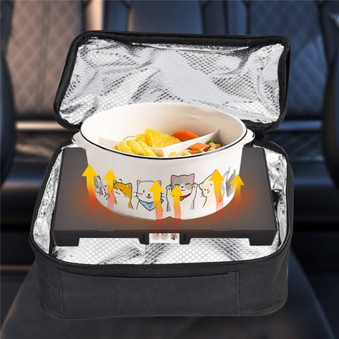 12V Electric Heated Lunch Bag for Travel Camping Oxford Cloth Insulated Food Warmer