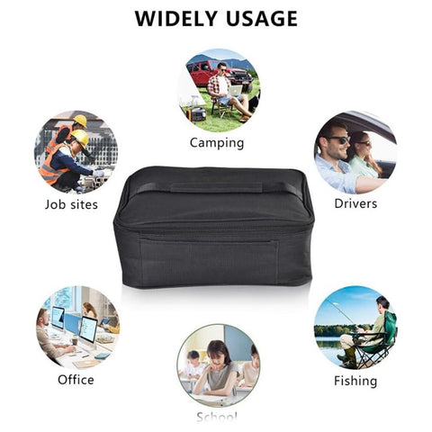 12V Electric Heated Lunch Bag for Travel Camping Oxford Cloth Insulated Food Warmer