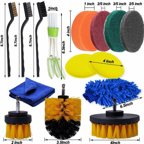 36Pcs Drill Brush Set Car Washing Brush for Auto Interior Exterior Cleaning Air Vent Brush Detailing Gloves Kit