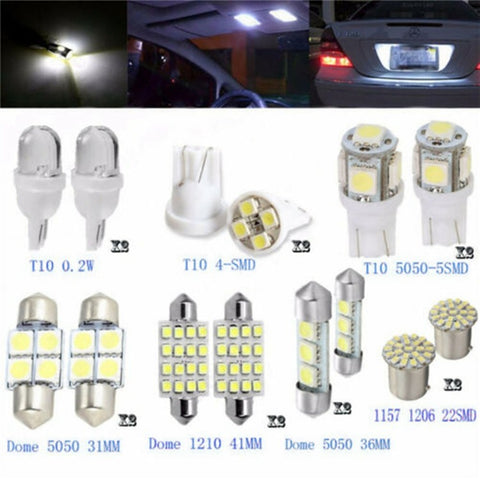 42PCS Car LED Light Kit T10 6000K Xenon White Replacement Bulbs for Interior Exterior