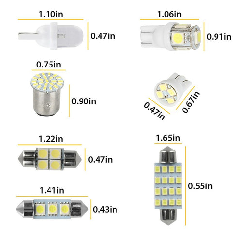 42PCS Car LED Light Kit T10 6000K Xenon White Replacement Bulbs for Interior Exterior