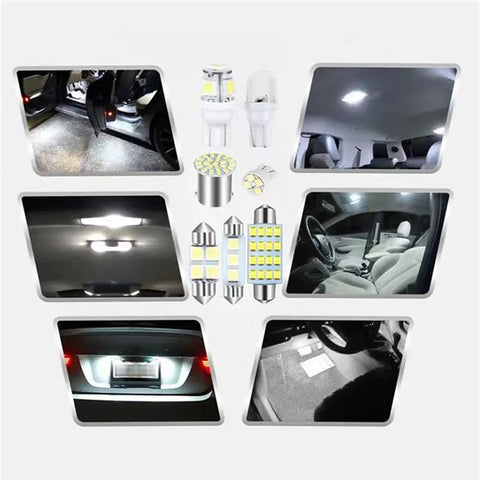 42PCS Car LED Light Kit T10 6000K Xenon White Replacement Bulbs for Interior Exterior