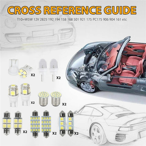 42PCS Car LED Light Kit T10 6000K Xenon White Replacement Bulbs for Interior Exterior