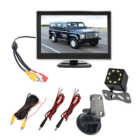 RH-509 5'' LCD Display Monitor 8-LED Rear Camera Car Parking Reverse System Kit