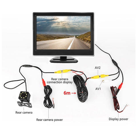RH-509 5'' LCD Display Monitor 8-LED Rear Camera Car Parking Reverse System Kit