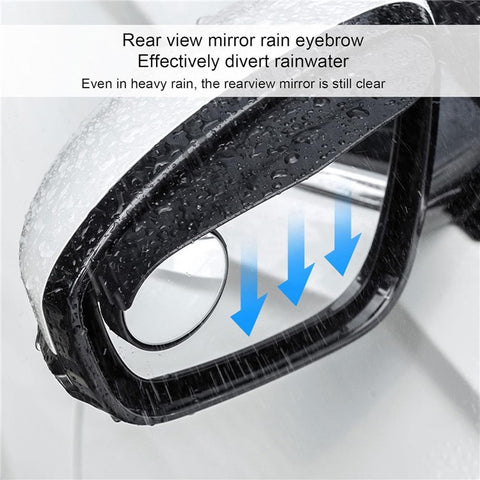 2Pcs Car Blind Spot Mirror 360 Degree Adjustable Rear View Mirror with Rain Shield