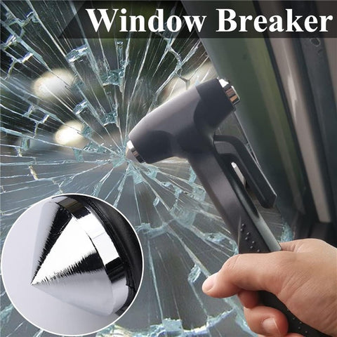 Car Safety Hammer with Seat Belt Cutter Window Breaker Long Handle Emergency Escape Tool