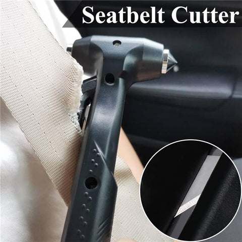 Car Safety Hammer with Seat Belt Cutter Window Breaker Long Handle Emergency Escape Tool