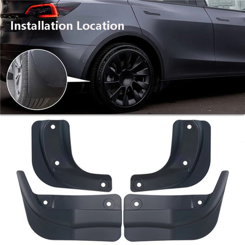 4Pcs / Set For Tesla Model 3 2024 Mud Fenders TPE Front and Rear Replacement Splash Guards
