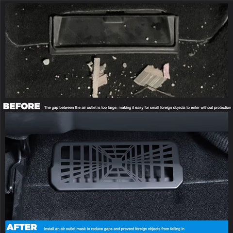 2Pcs / Set For Tesla Model Y Under Seat Air Vent Cover Plastic Air Outlet Dustproof Shield