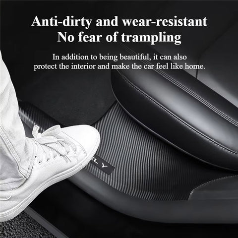 4Pcs For Tesla Model Y Carbon Fiber Texture Front and Rear Door Sill Protector Cover Anti Kick Threshold Strip