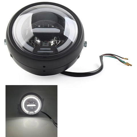 16cm Retro Motorcycle LED Headlight Daytime Running Lamp for Cruiser Chopper Cafe Racer