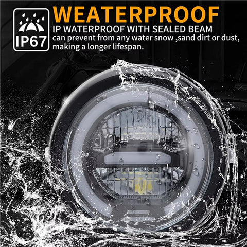 16cm Retro Motorcycle LED Headlight Daytime Running Lamp for Cruiser Chopper Cafe Racer