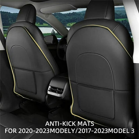 2Pcs For Tesla Model Y  /  3 Highland Seat Back Protector Kick Mat Car Interior Rear Seat Cover