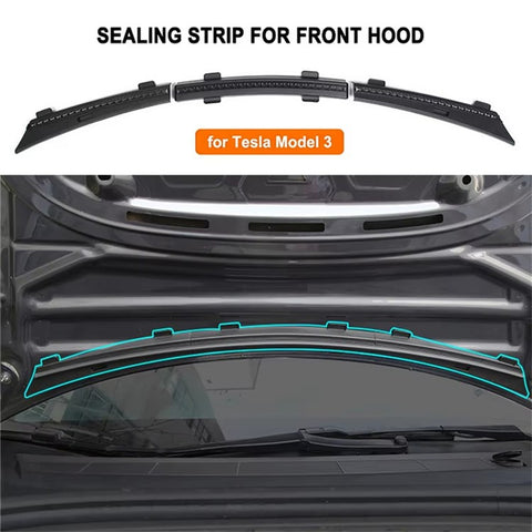 For Tesla Model 3 Front Hood Waterproof Seal Strip Engine Cover Dust Protection Rubber Gasket