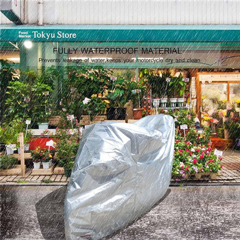 Waterproof Motorcycle Cover UV Protection Silver Coated 210D Oxford Fabric Dust Cover , Size L / 220 x 95 x 110cm