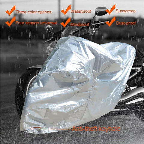 Waterproof Motorcycle Cover UV Protection Silver Coated 210D Oxford Fabric Dust Cover , Size XL / 245 x 105 x 125cm