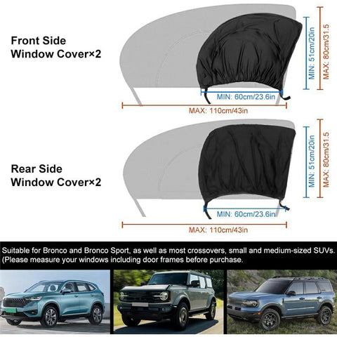 2Pcs Car Window Shade Front / Rear Side Window Sun Shade Breathable Privacy Curtain with Zipper