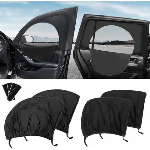 2Pcs Car Window Shade Front / Rear Side Window Sun Shade Breathable Privacy Curtain with Zipper