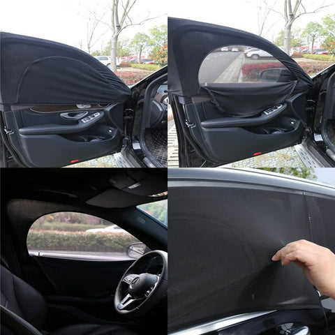 2Pcs Car Window Shade Front / Rear Side Window Sun Shade Breathable Privacy Curtain with Zipper