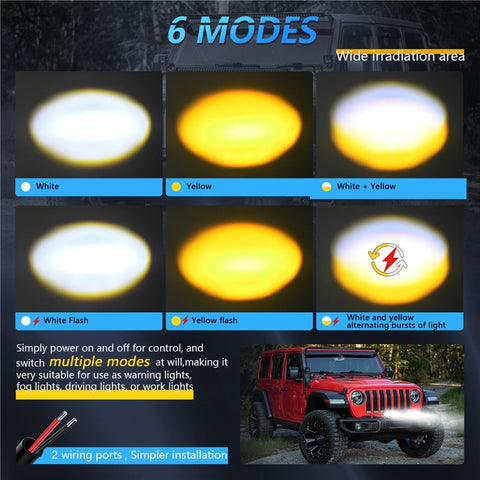 1Pc Motorcycle LED Spotlight Long Focus Dual Lens High Brightness Off Road IP68 Waterproof Strobe Light