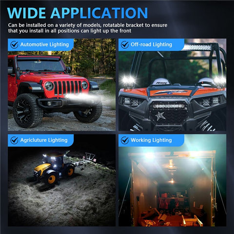 2Pcs Motorcycle LED Spotlight Long Focus Dual Lens High Brightness Off Road IP68 Waterproof Strobe Light