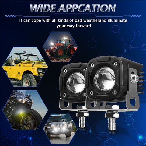 1Pc Motorcycle LED Spotlight IP68 Waterproof High Low Beam Headlight for Off Road Electric Vehicles